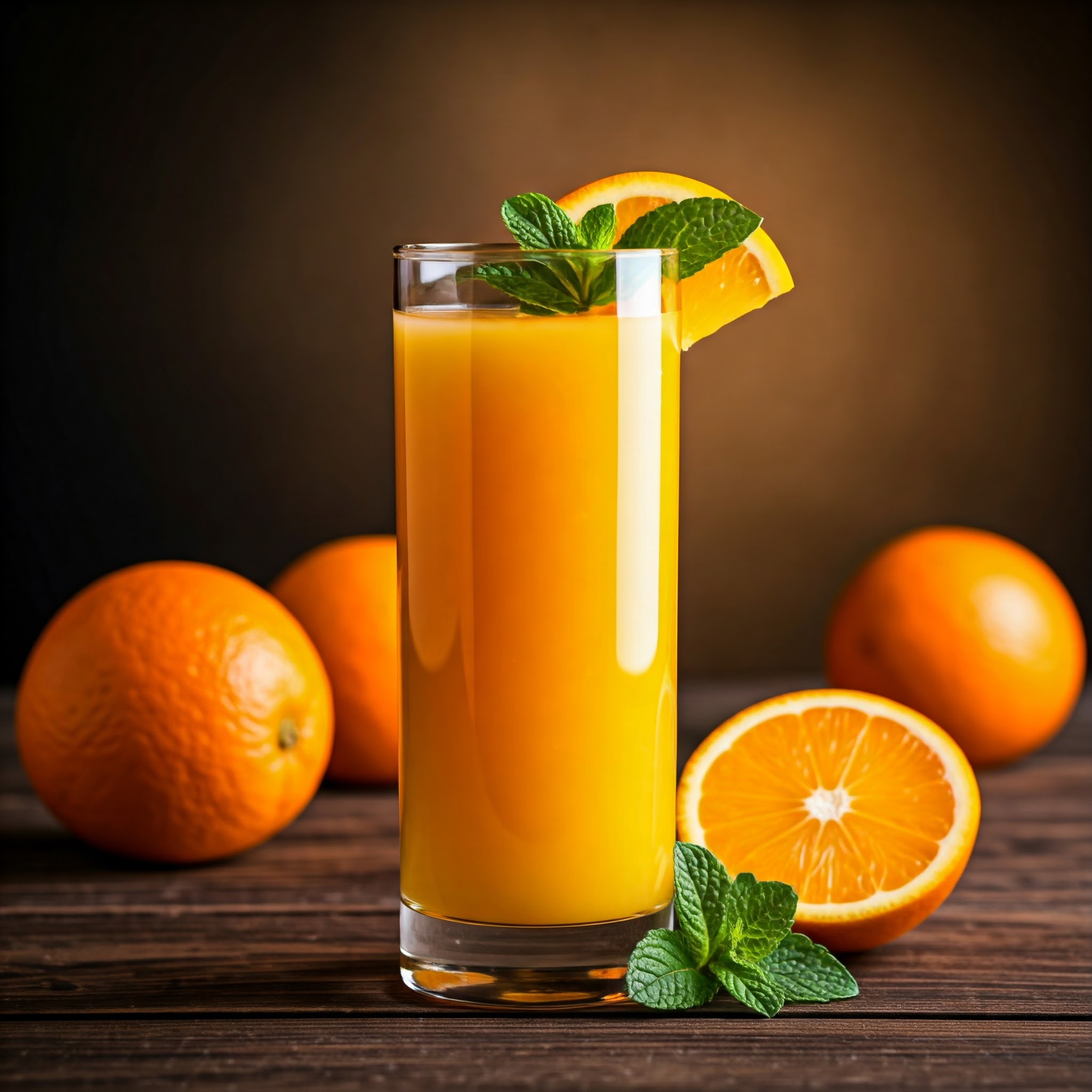 A glass of refreshing fresh orange juice with vibrant orange slices, a perfect morning drink | Planmeal