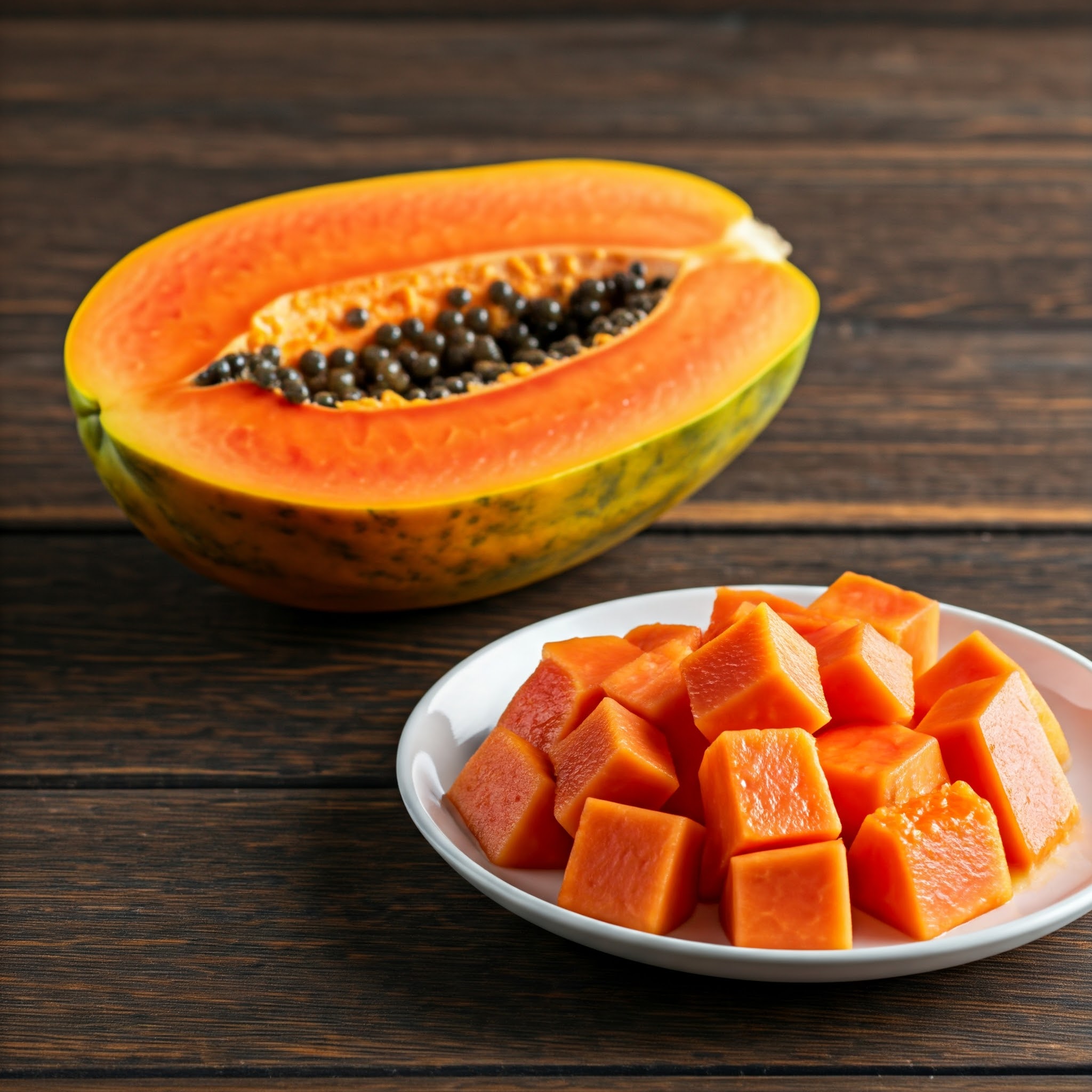 Papaya cut into slices, showcasing its vibrant color and juicy texture, ideal for fresh consumption.