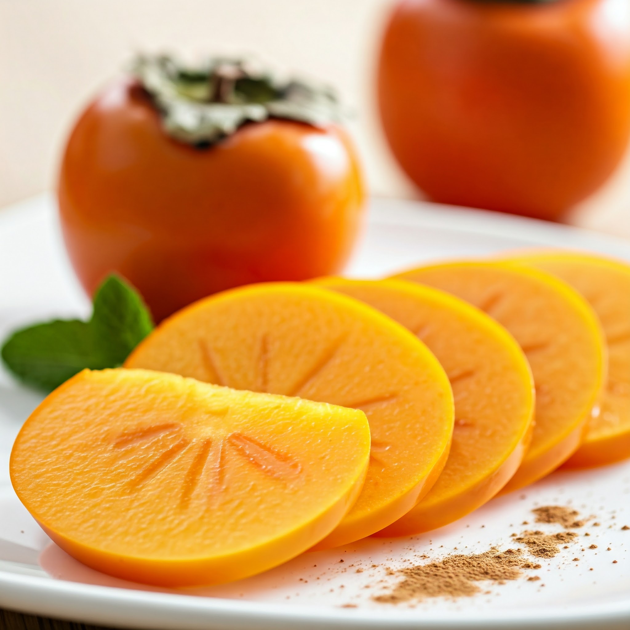 A fresh persimmon fruit with vibrant orange color, rich in nutrients and health benefits | Planmeal