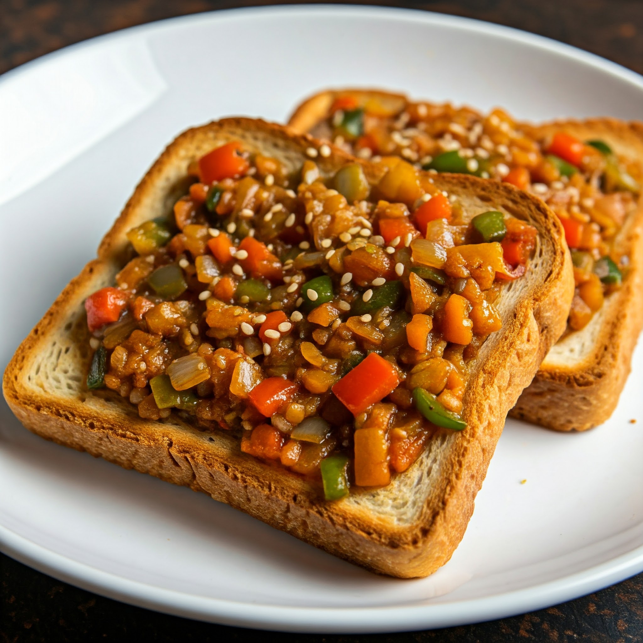 Delicious Veggie Chinese Toast with fresh vegetables and spices | Planmeal - Menu Planner